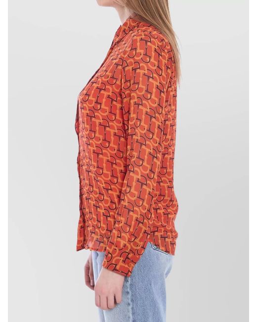 Gucci Red Printed Silk Blouse