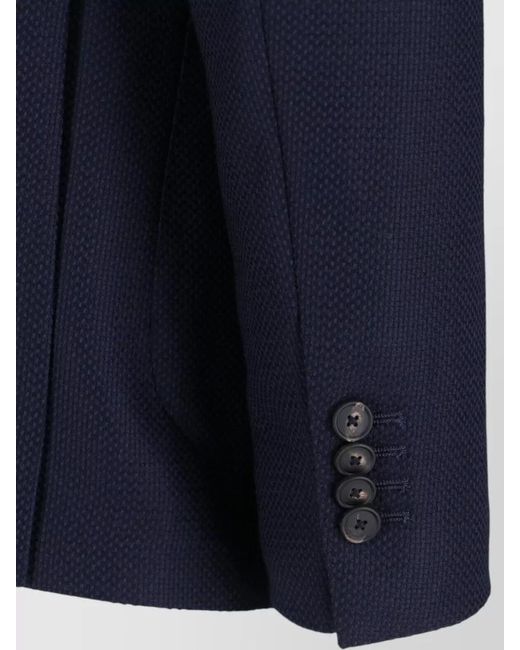 Tagliatore Blue Blazer Notch Lapel Patch Pockets Buttoned Cuffs for men
