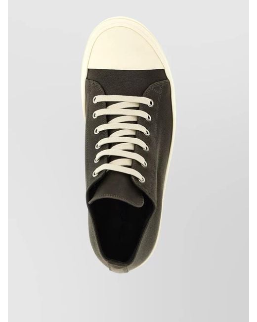 Rick Owens Metallic Lace Up Low Top Leather Sneakers for men