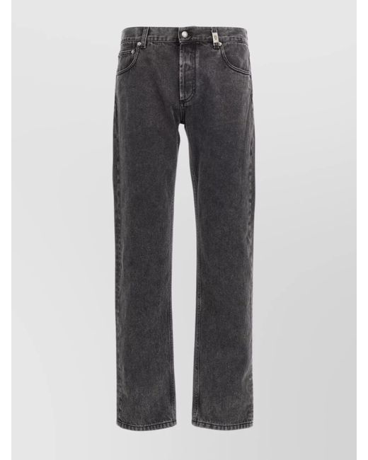 McQueen Gray Denim Straight-Leg Jeans for men