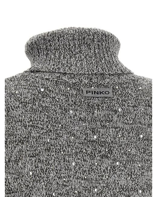Pinko Gray Crystal Turtleneck Sweater