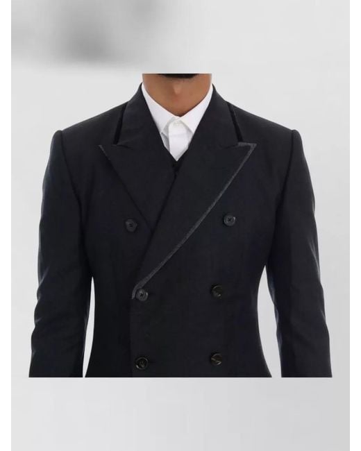 Dolce & Gabbana Black Wool Slim-Fit Double-Breasted Suit Jacket for men