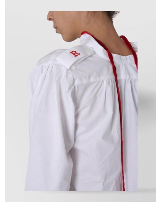 Raf Simons White Cotton V-Neck Shirt
