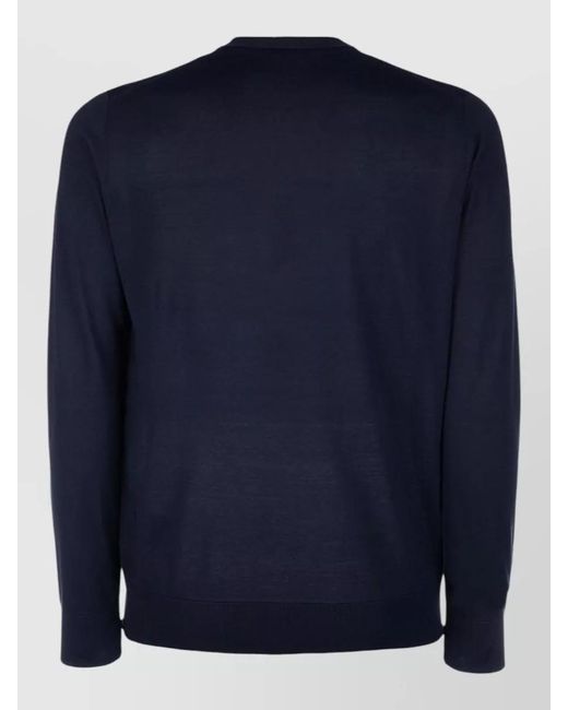 Paolo Pecora Blue Crew Neck Knitwear Long Sleeves Ribbed Trims for men