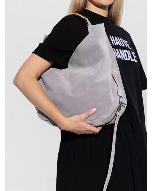 Moschino Gray Leather Tote Bag