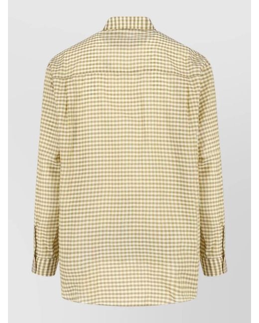 Auralee Natural Button Down Collar Checked Long Sleeve Shirt for men