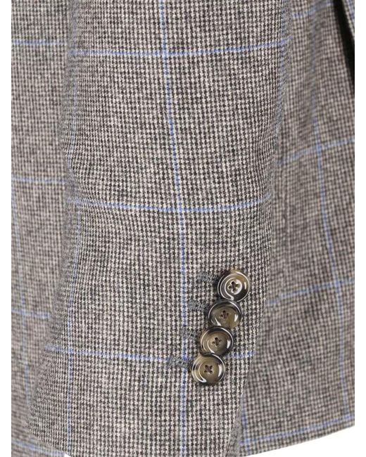 Lardini Gray Checked Blazer Tailored Fit Notched Lapels for men