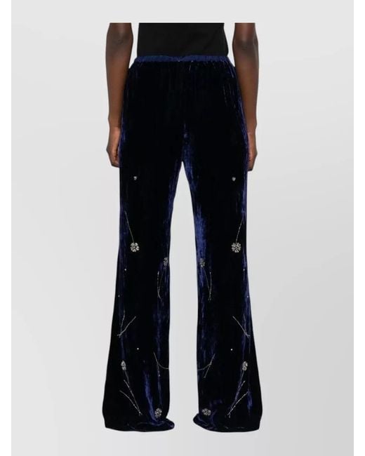 Forte_forte Black High Waist Velvet Trousers Crystal Floral
