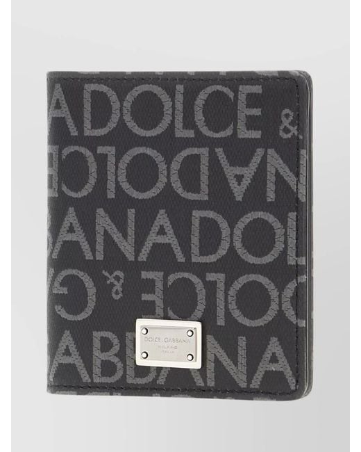 Dolce & Gabbana Gray Logo-Print Fabric Wallet for men