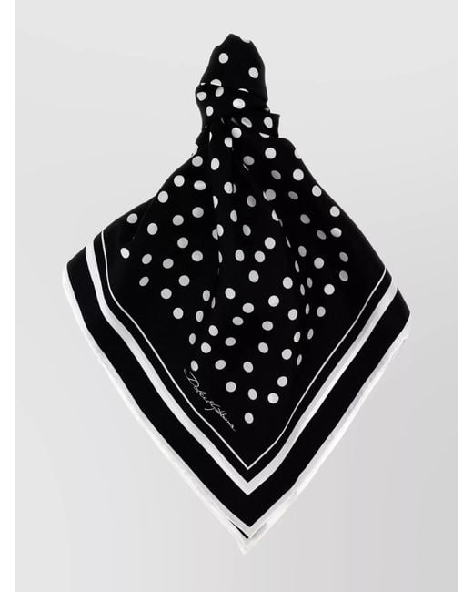 Dolce & Gabbana Black Square Shape Polka Dot Scarf