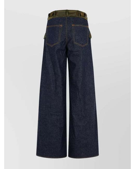 Sacai Blue Denim Wide-Leg Trousers