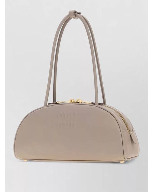 Miu Miu Natural Beau Leather Shoulder Bag Top Handle