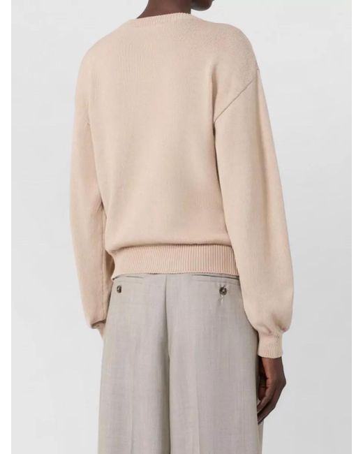 Weekend by Maxmara Natural Top Embroidered Patches Ribbed Cuffs Hem