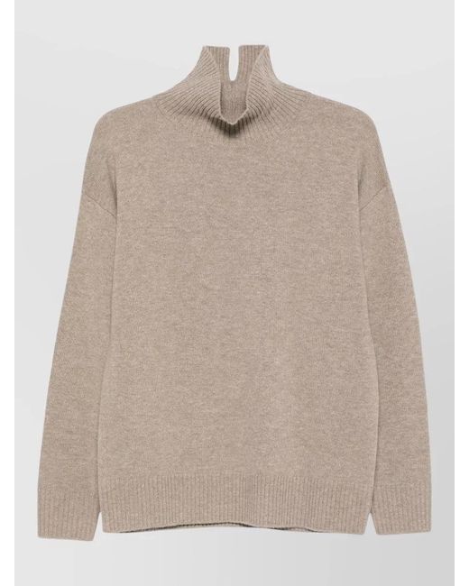 SEVENTY VENEZIA Natural Cashmere Wool Ribbed Turtleneck Sweater