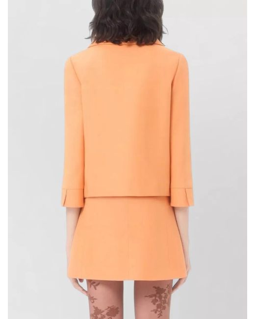 Valentino Garavani Orange Tailored Jacket Three Quarter Sleeves Collar