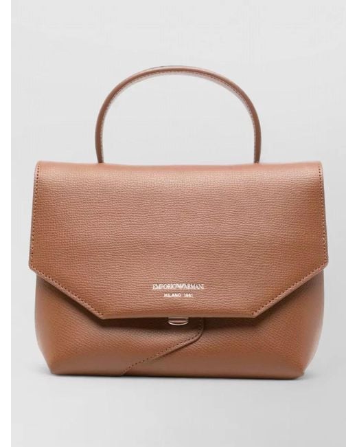 Emporio Armani Brown Small Leather Shoulder Bag Top Handle Strap
