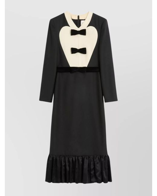 Valentino Black Bow Peplum Midi Dress