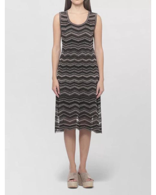 D.exterior Gray Sleeveless Viscose Dress Geometric Pattern