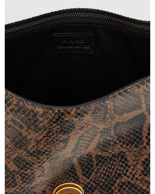 Pinko Black Love One Light Snake Shoulder Bag