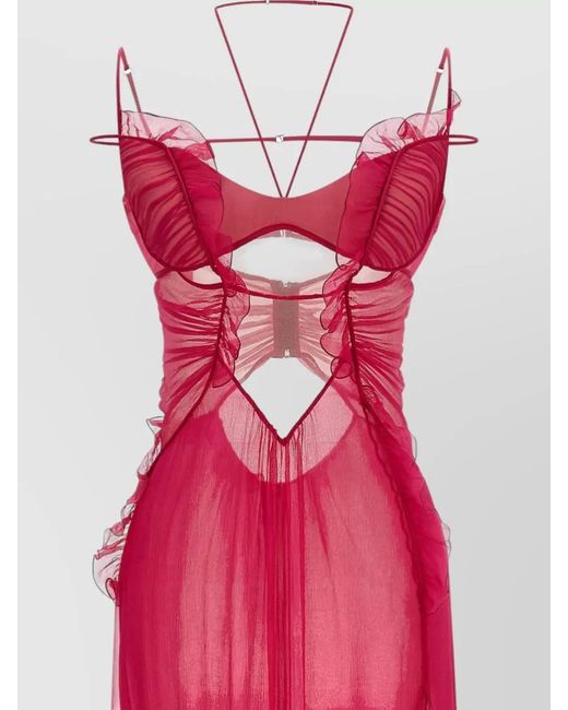 Nensi Dojaka Pink Silk Cutout Maxi Dress