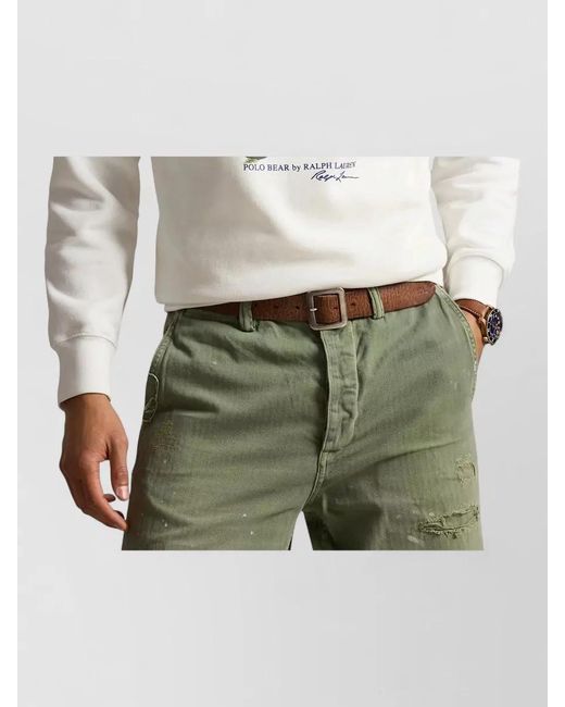 Polo Ralph Lauren White Bear Crew Neck Sweatshirt Ribbed Trims for men