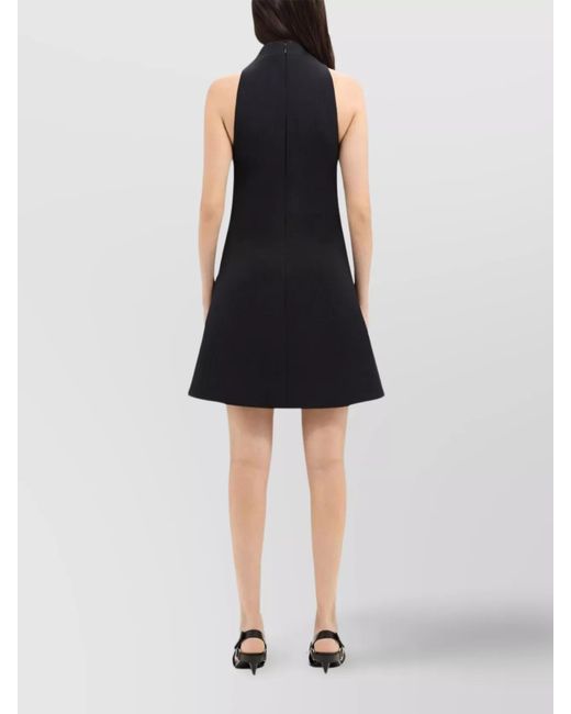 Courreges Black Twill Sleeveless Mock Neck Mini Dress
