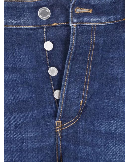 PT Torino Blue Straight Cut Denim Trousers Five Pocket Design for men