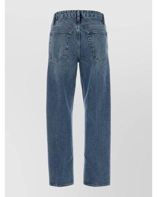 FRAME Blue Denim Straight Leg Five Pocket Belt Loop Jeans