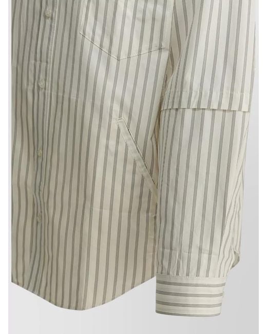 Acne White Striped Relaxed-Fit Double-Sleeve Cotton Shirt for men