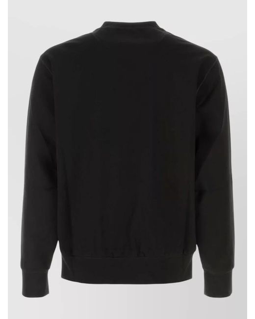 Prada Black Stretch Jersey Sweatshirt Crew Neck Pocket for men