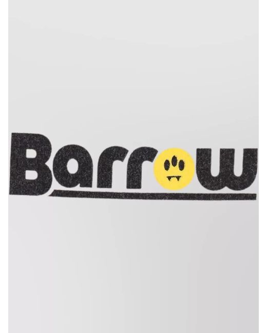 Barrow White Cotton Crew Neck Logo Print T Shirt for men
