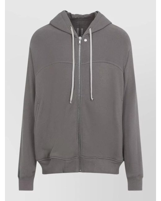 Rick Owens Gray Cotton Hooded Zip Jacket for men
