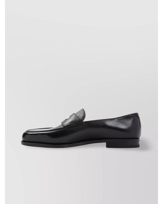 John Lobb Black Leather Loafers for men