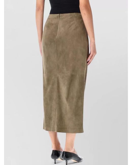 Ralph Lauren Natural Teegan Midi Skirt High Waist Suede