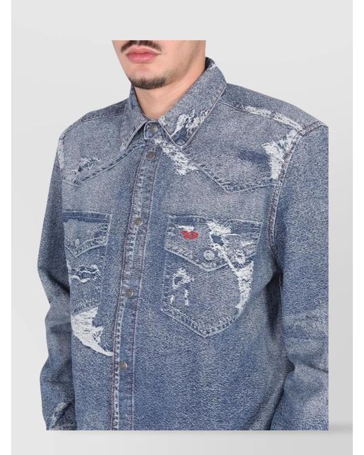 DIESEL Blue Denim Shirt for men