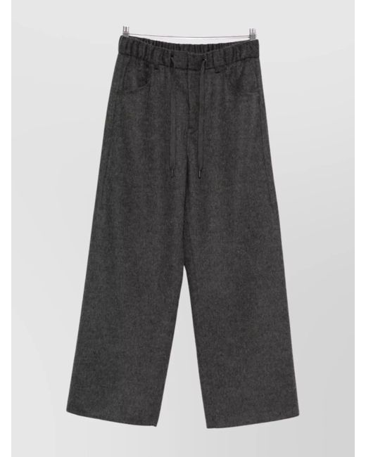 Brunello Cucinelli Gray Drawstring Wool Blend Trousers