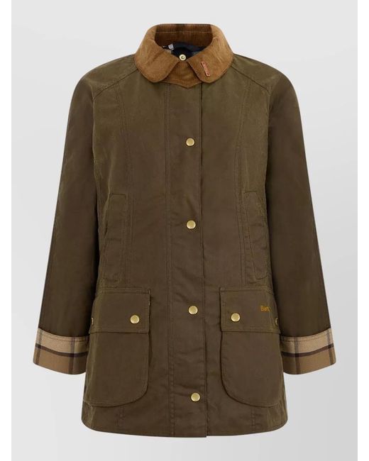 Barbour Green Single Breasted Jacket With Contrasting Collar
