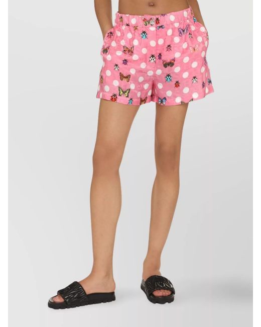 Versace Pink Silk Blend Printed Shorts
