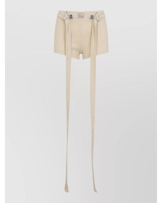 Jean Paul Gaultier White Ribbed Shorts Belt Loops Decorative Straps