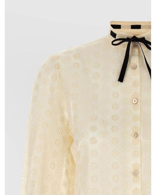 Valentino Garavani Natural Cotton Broderie-Anglaise Blouse