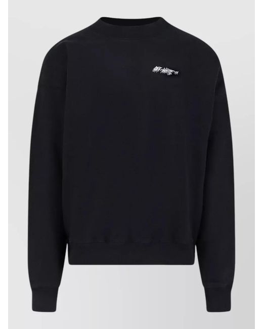 Off-White c/o Virgil Abloh Blue Cotton Crew Neck Sweatshirt Long Sleeves for men