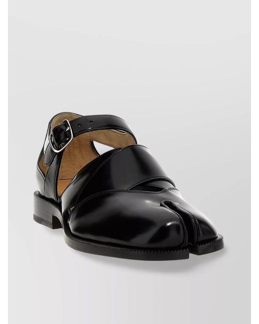 Maison Margiela Black Leather Tabi Mary Jane Sandals