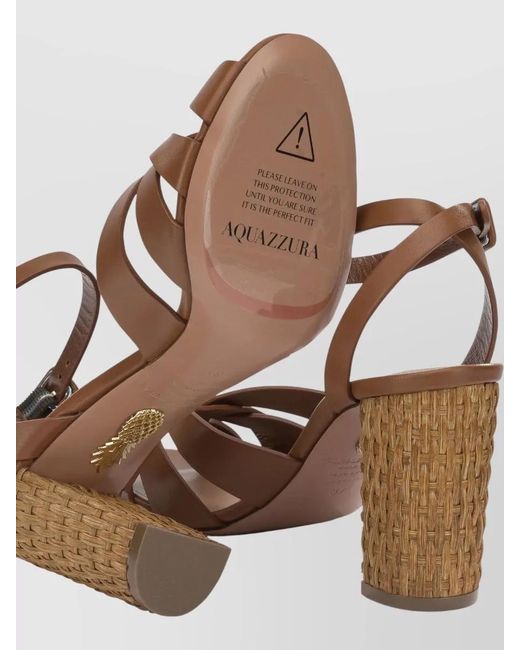 Aquazzura Brown Copacabana 85Mm Leather Ankle Strap Sandals