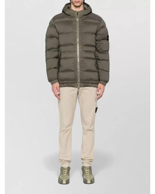Stone Island Brown Hooded Down Puffer Jacket for men