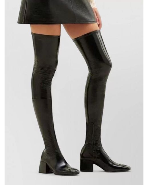 Courreges Black Vinyl A-Line Mini Skirt