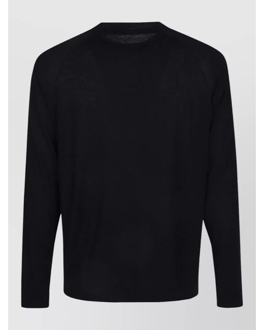 Original Vintage Black Silk Cotton Blend Sweater Round Neck for men