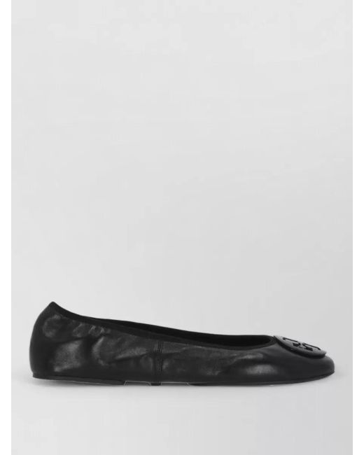 Tory Burch Black Leather Reva Ballerina Flats