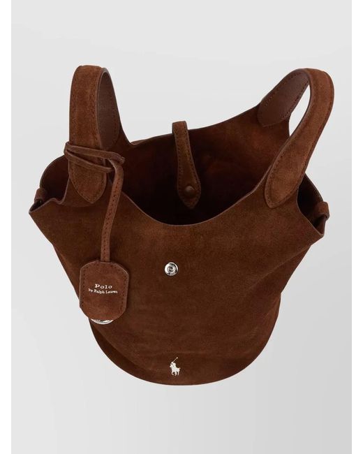 Polo Ralph Lauren Brown Leather Bucket Bag Shoulder And Hand