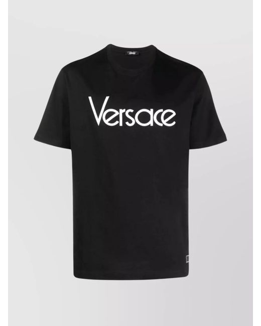Versace Black Logo Crew Neck T-Shirt With Short Sleeves for men