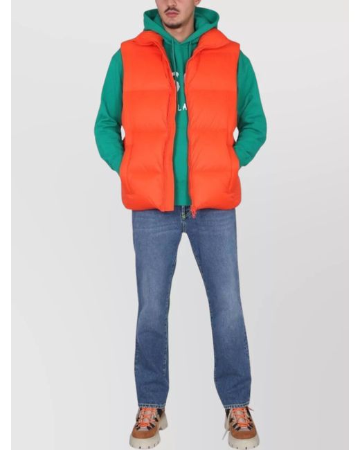 MSGM Orange High-Neck Zip Vest for men